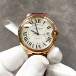 Cartier 42*13MM Stainless Steel 2824 Movement Italian Cowhide Leather Bracelet Watch cartier pen replica